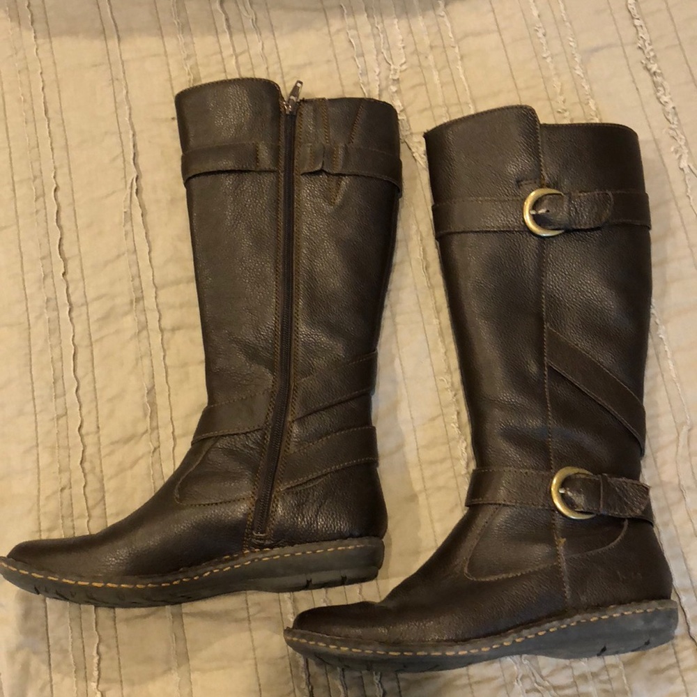 Women's Tall Leather Riding Boots - Dark Brown